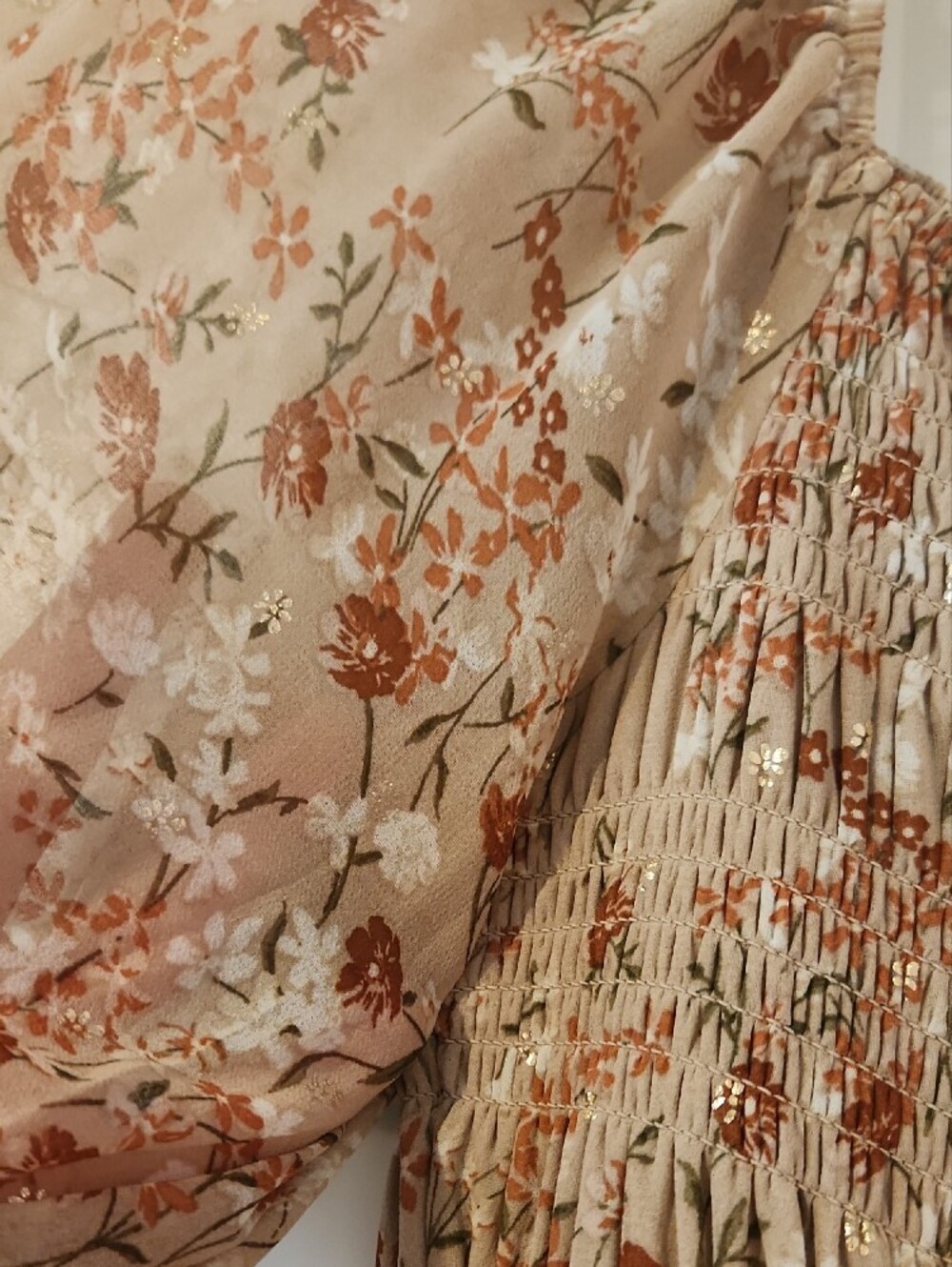 Francesca's Collections Cream Maxi Dress with Dusty Rose Floral - Picture 4 of 7